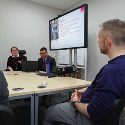 A picture of the opening slides for the placement student presentation at the MHR company visit.