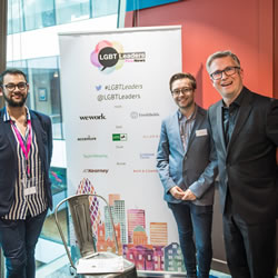 The PR / Media panel posing for a picture at the LGBT Leaders event.